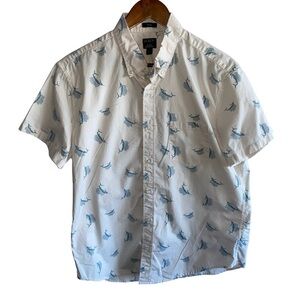 Men's J. Crew Swordfish All Over Print Short Sleeve Button Down Shirt